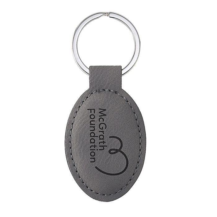 Keychain Oval – Grey Leatherette | Eagle Trophies