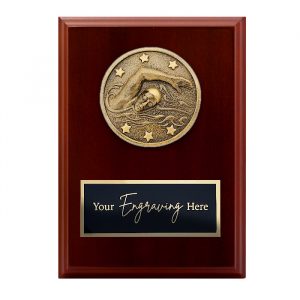 Spartan Walnut Plaque Swimming