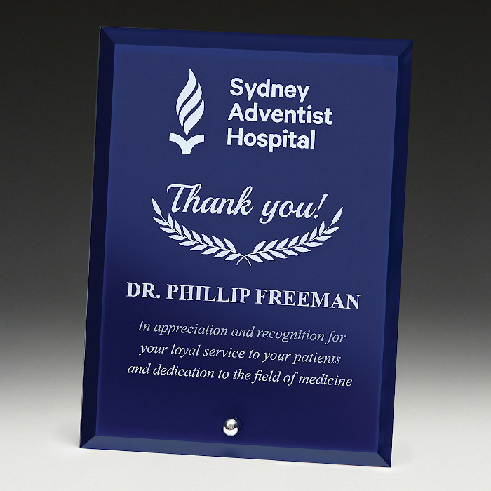 Radiant Glass Plaque Blue